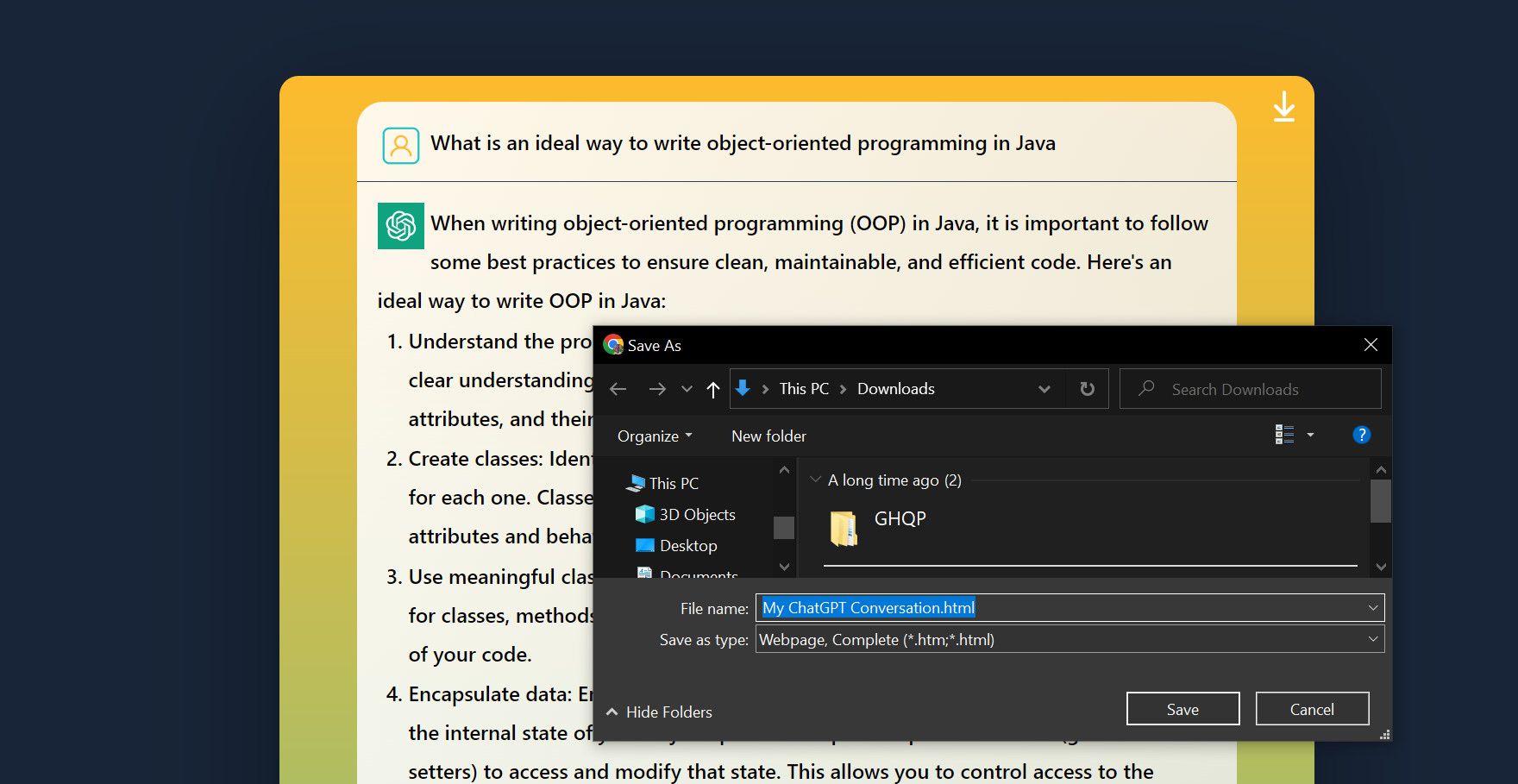 Чат ChatGPT как HTML