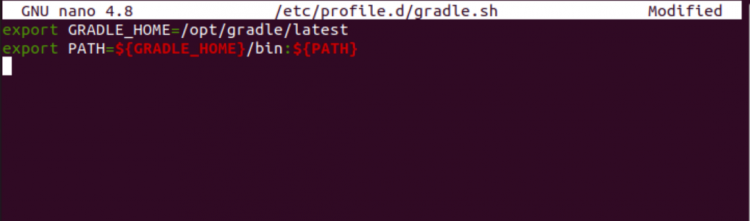 Редактирование gradle.sh в Nano на Ubuntu