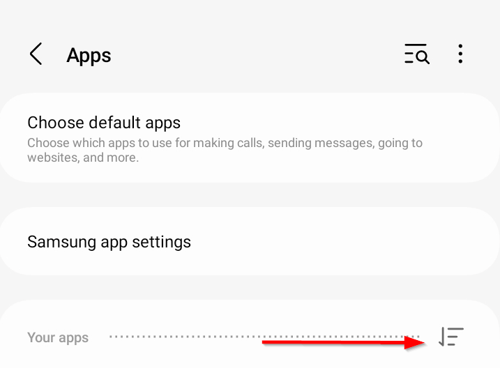 Иконка фильтра в списке приложений