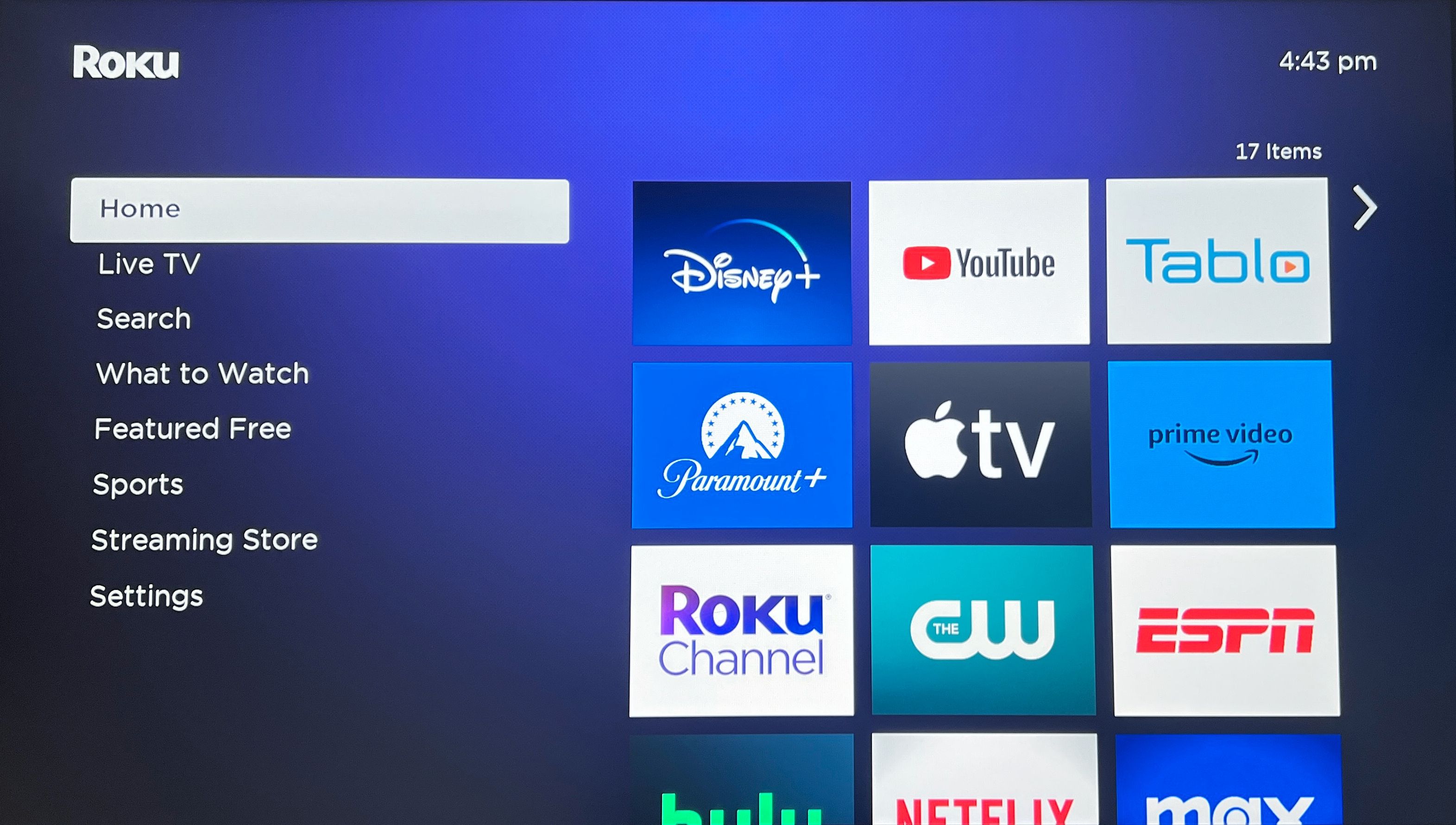 Roku Express 4K Home Screen