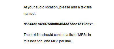 Пример структуры папки MP3 на веб-сервере и файл списка