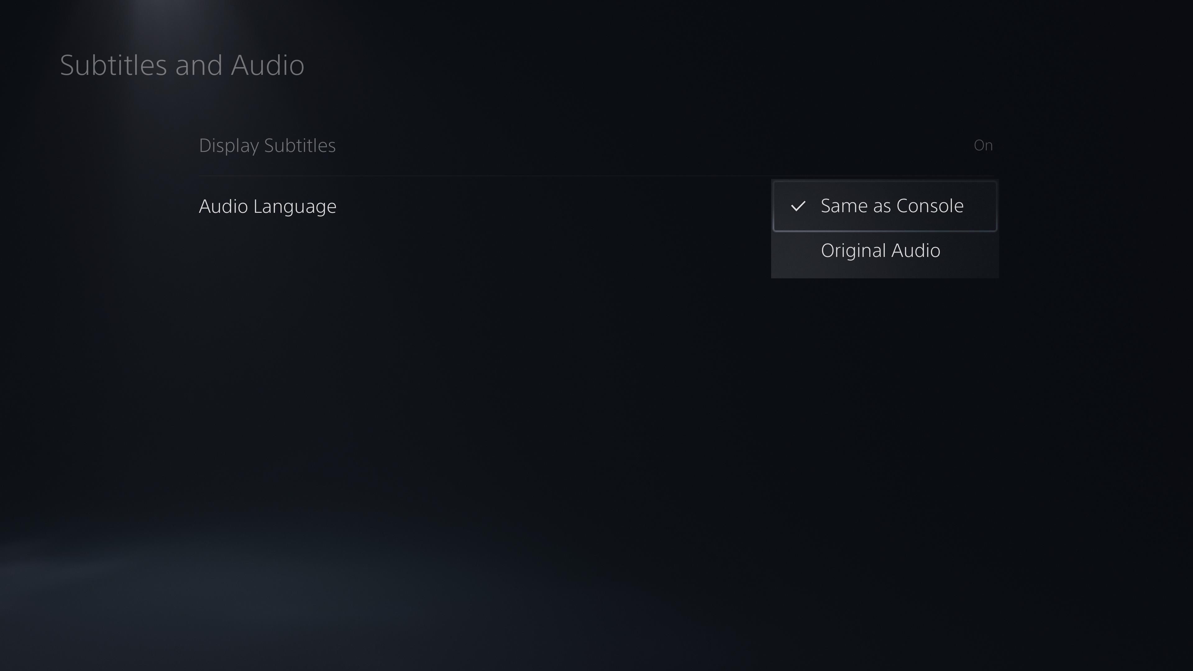 Пресет субтитров и аудио на PS5