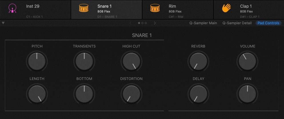Контролы пэда в Drum Machine Designer