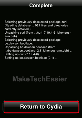 Установка Bootlace завершена