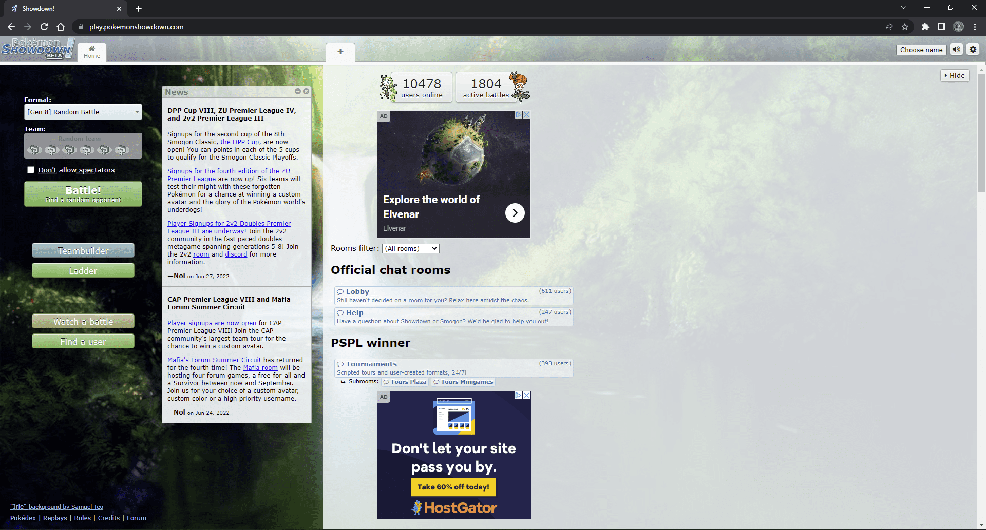 Экран загрузки Pokémon Showdown
