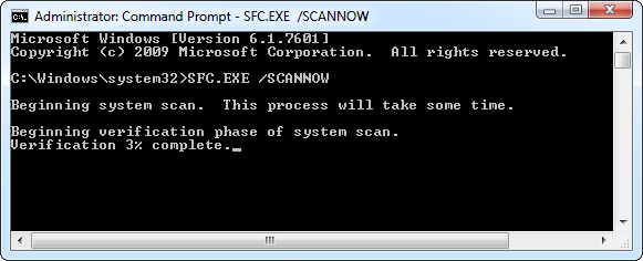 Результат выполнения SFC.EXE /SCANNOW