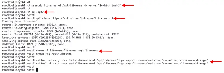 Клонирование исходников LibreNMS