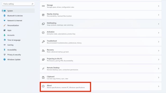 about settings