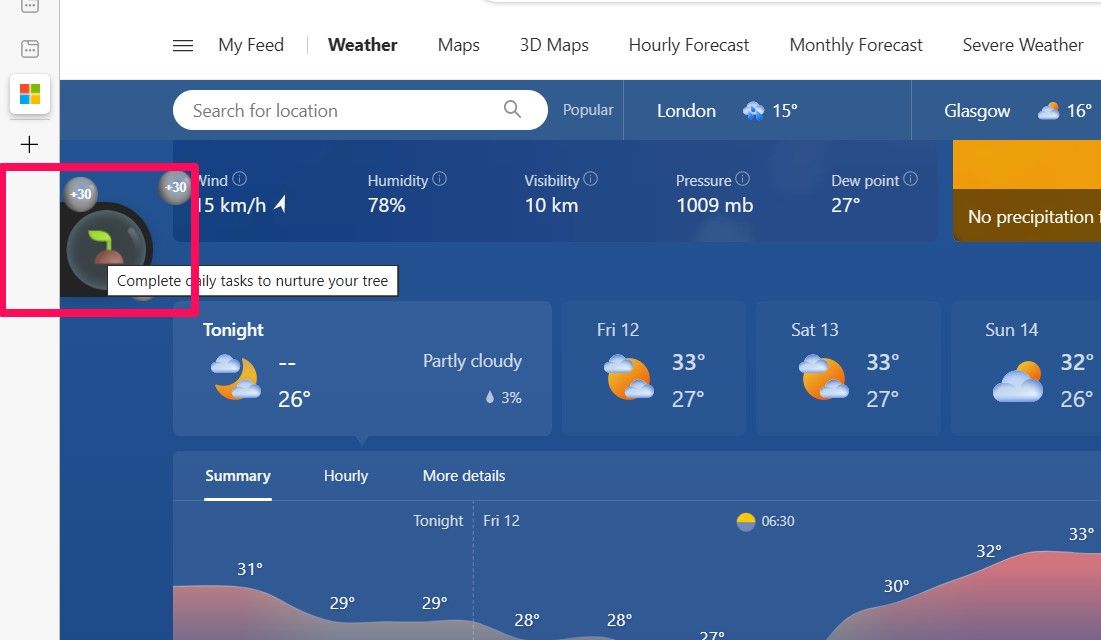 Иконка E-tree в приложении Погода