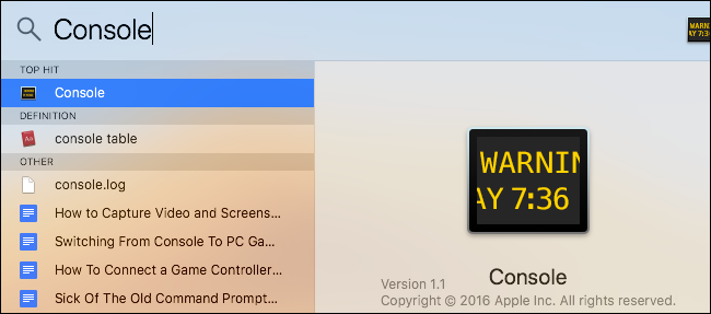 Окно Console с журналами сообщений и боковой панелью
