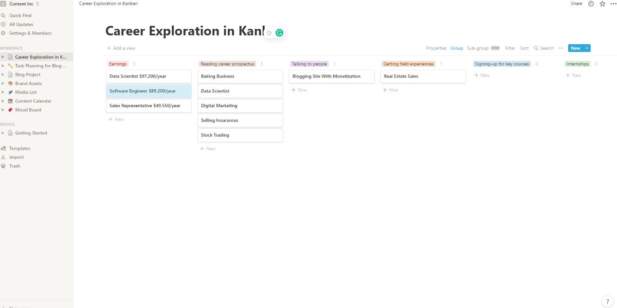 Исследование профессий: карточки с описанием ролей и свойствами