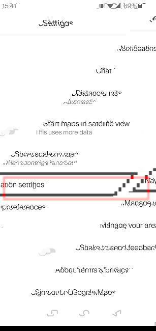 Настройки навигации Google Maps на мобильном, Android