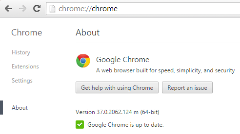 Информация о версии Chrome
