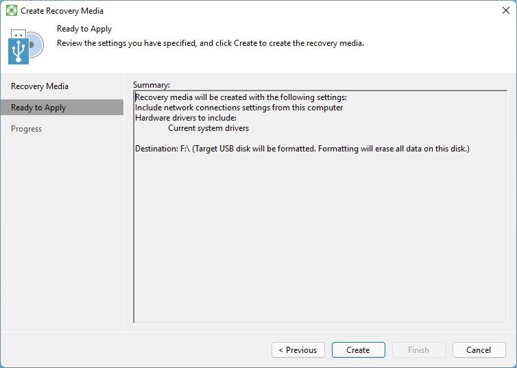 Veeam Agent Recovery Media Summary