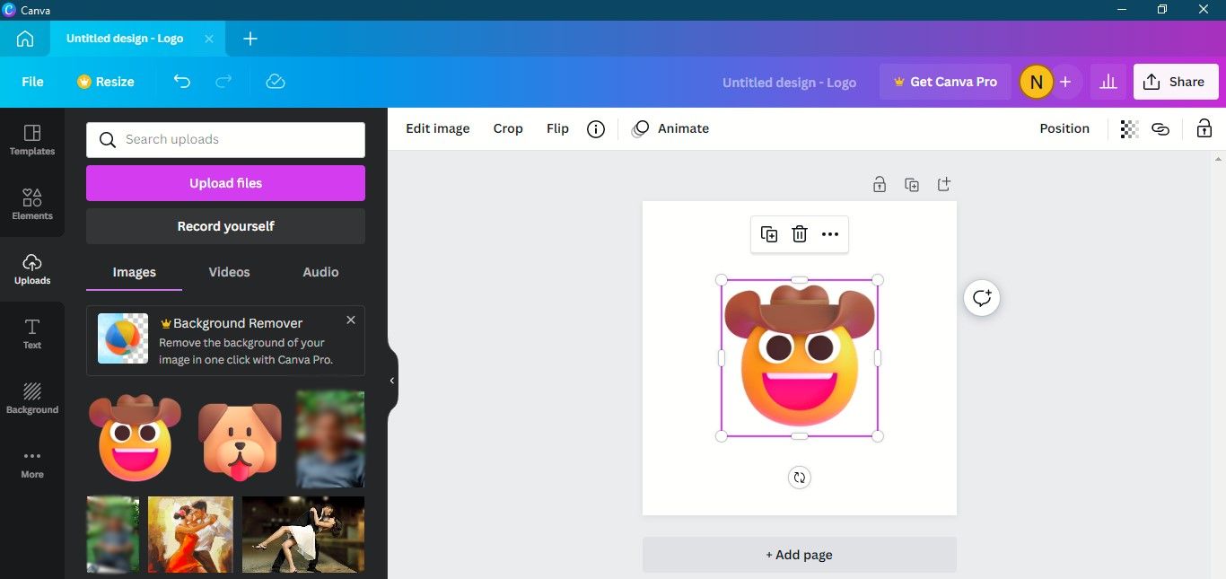 Перетащите эмодзи на рабочий холст