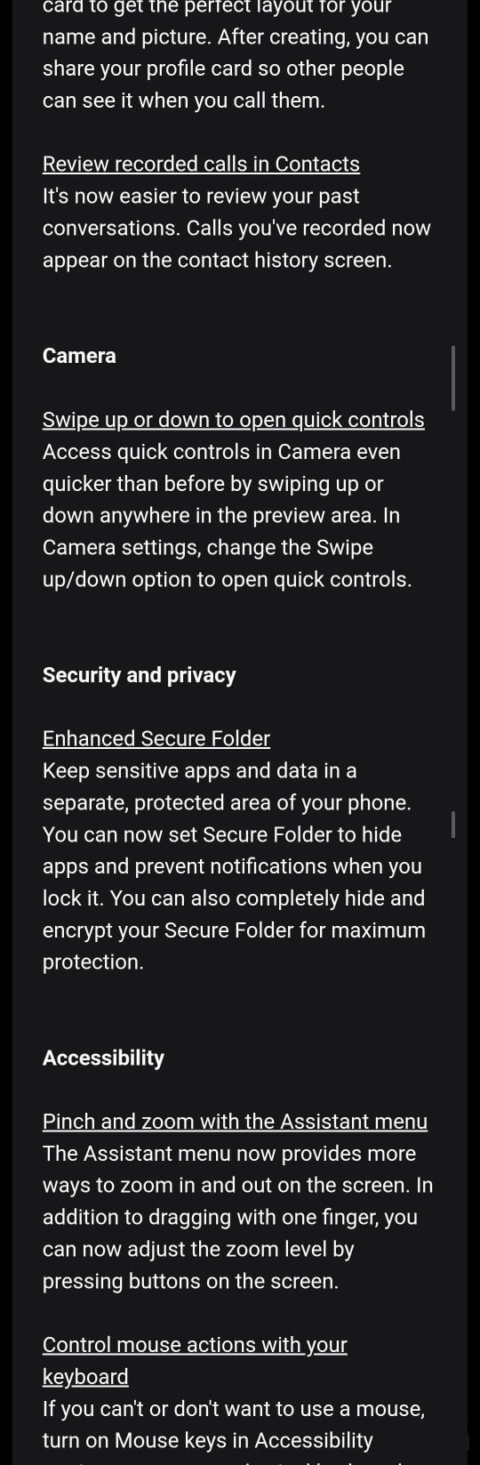 Скриншоты полного changelog One UI 8 — часть 5