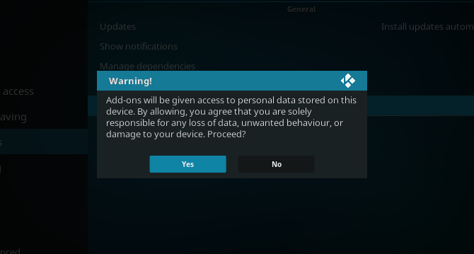 Предупреждающее сообщение при переключении между Kodi и ретро игрой