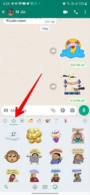 Избранные стикеры в WhatsApp