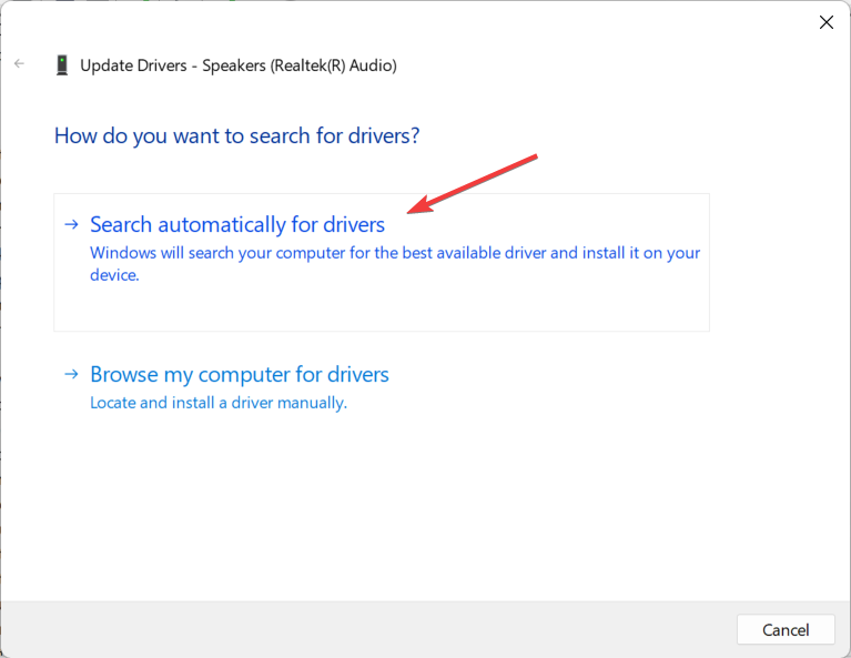 Окно поиска драйверов автоматически