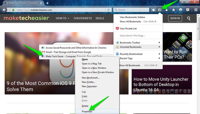 Откройте свойства закладки и включите загрузку в боковой панели