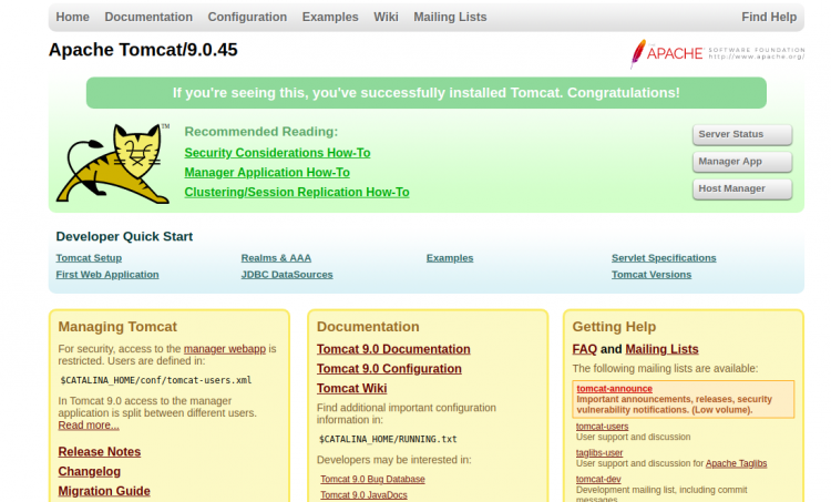 Интерфейс Apache Tomcat