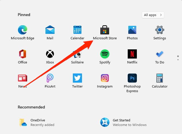 Экран Microsoft Store в Windows 11