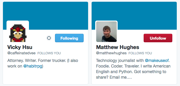 Снимок экрана интерфейса Twitter: пример списка и фильтрации ленты