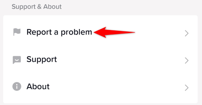 Выберите «Сообщить о проблеме».