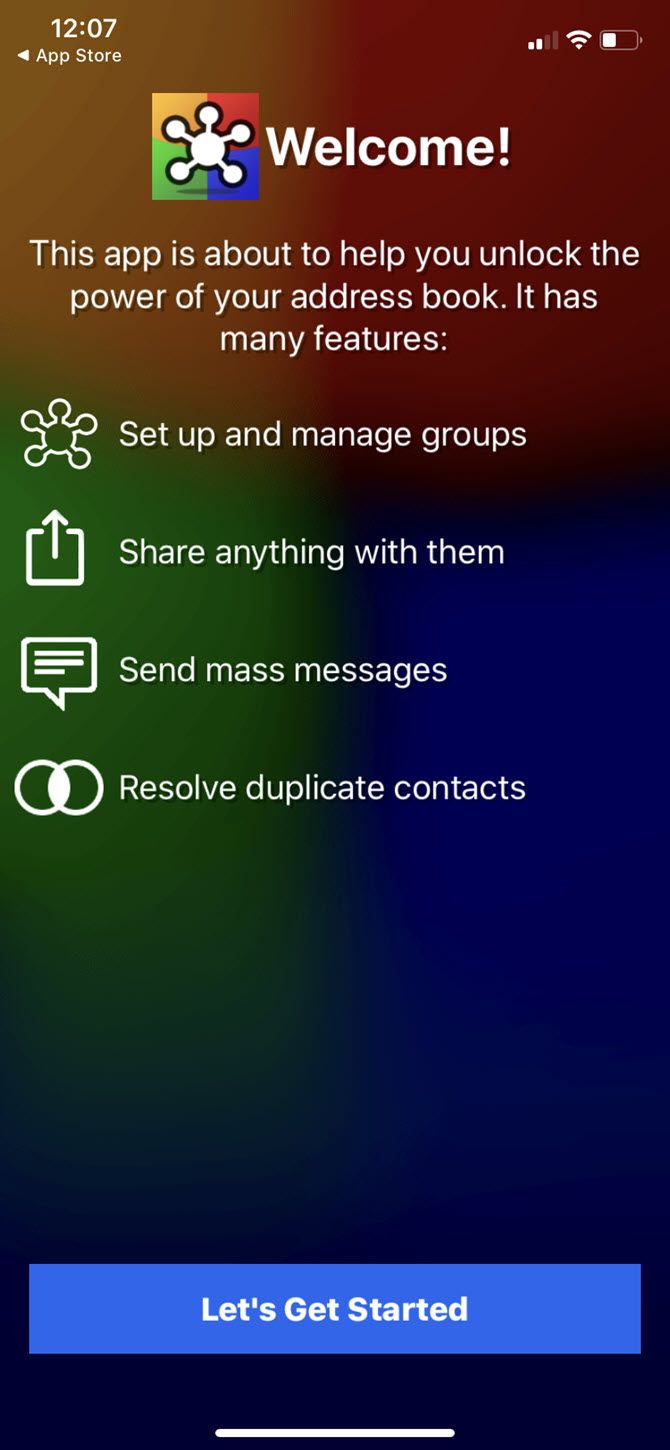 Screenshot of the Groups app on iPhone