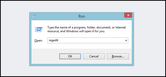 Окно запуска редактора реестра regedit