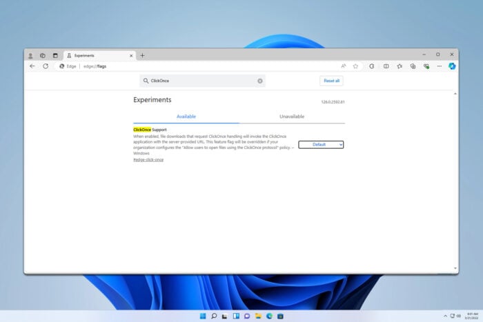 Поддержка ClickOnce в Edge flags