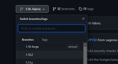 Скриншот: переключение ветки в интерфейсе GitHub