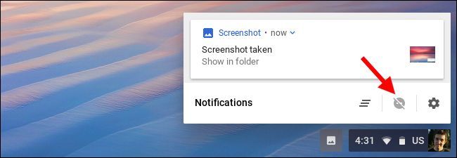 Chromebook с панелью уведомлений
