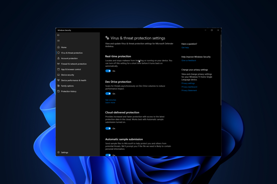 Dev Drive Protection в Windows 11 — включение и отключение