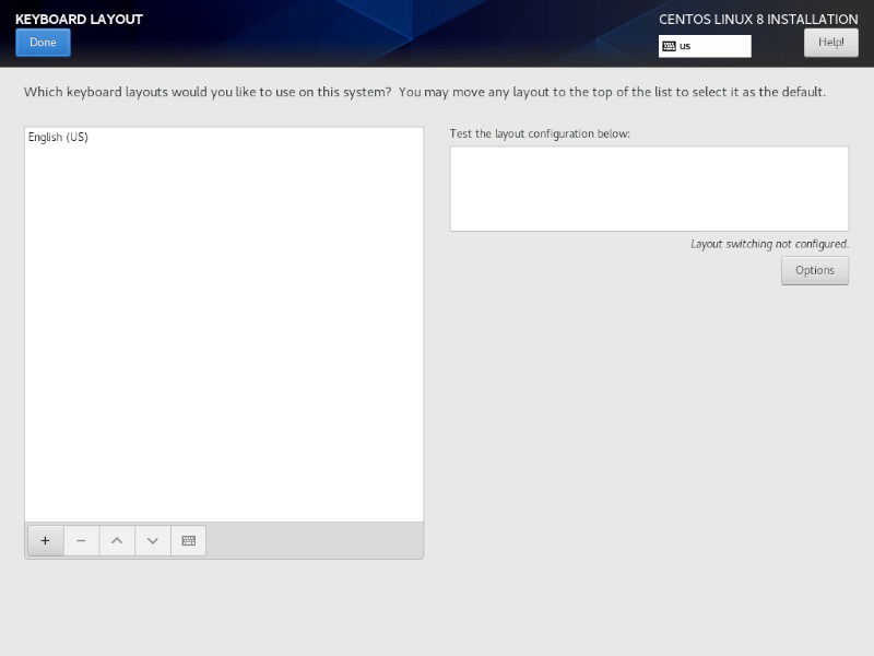 Тест раскладки клавиатуры в Anaconda