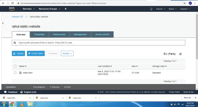 Список объектов в бакете S3