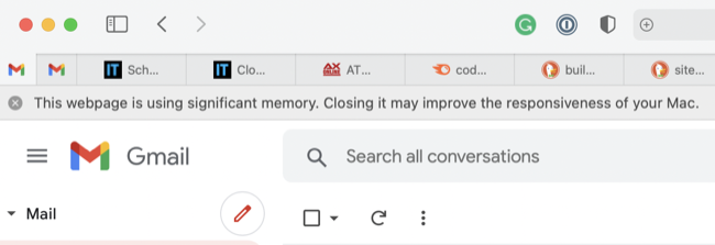 Ошибка Safari 'Значительное использование памяти', вызванная Gmail