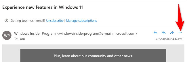 Нажмите три точки в правом верхнем углу письма.