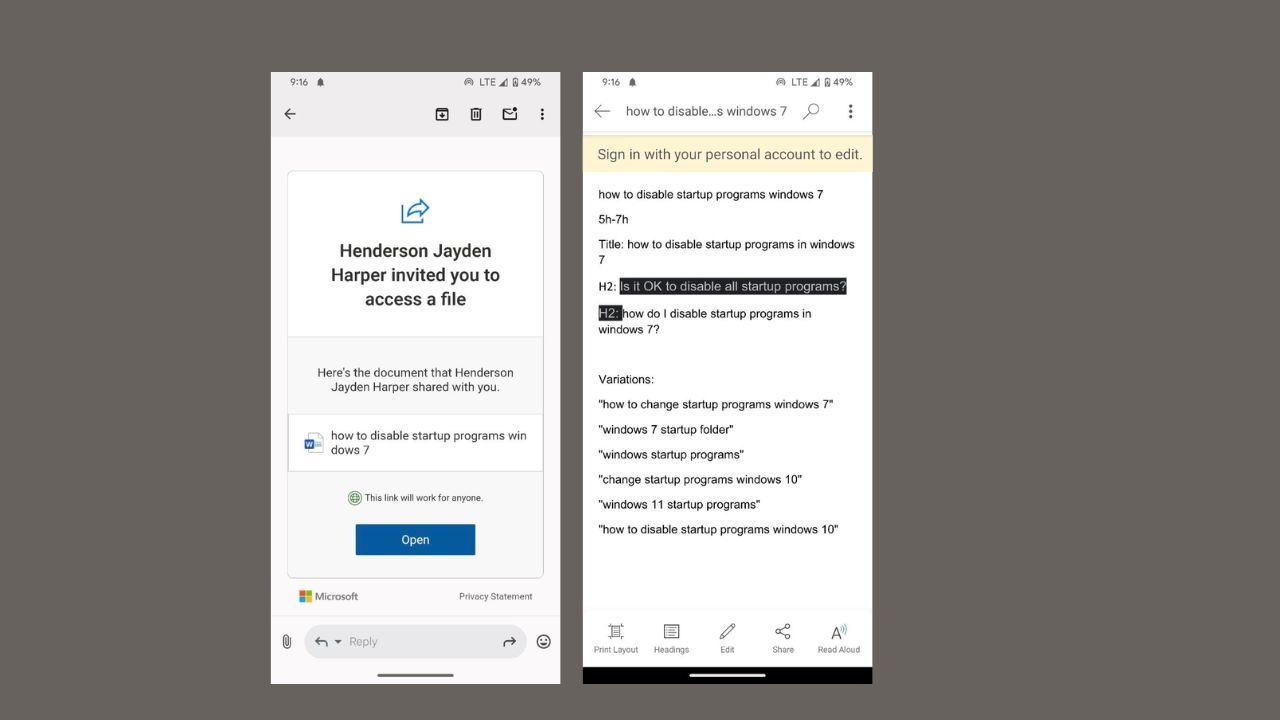 Открыть общие файлы Office на Android анонимно