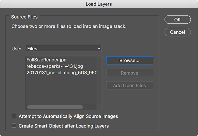 Все файлы добавлены в виде слоёв