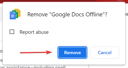 Подтверждение удаления расширения