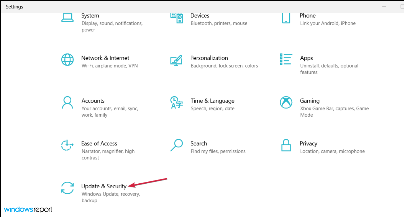 Раздел Обновление и безопасность в Параметрах