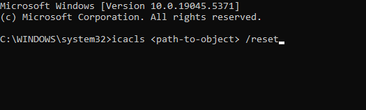 Сброс прав через icacls