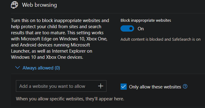 Родительский контроль сайтов в Windows 10