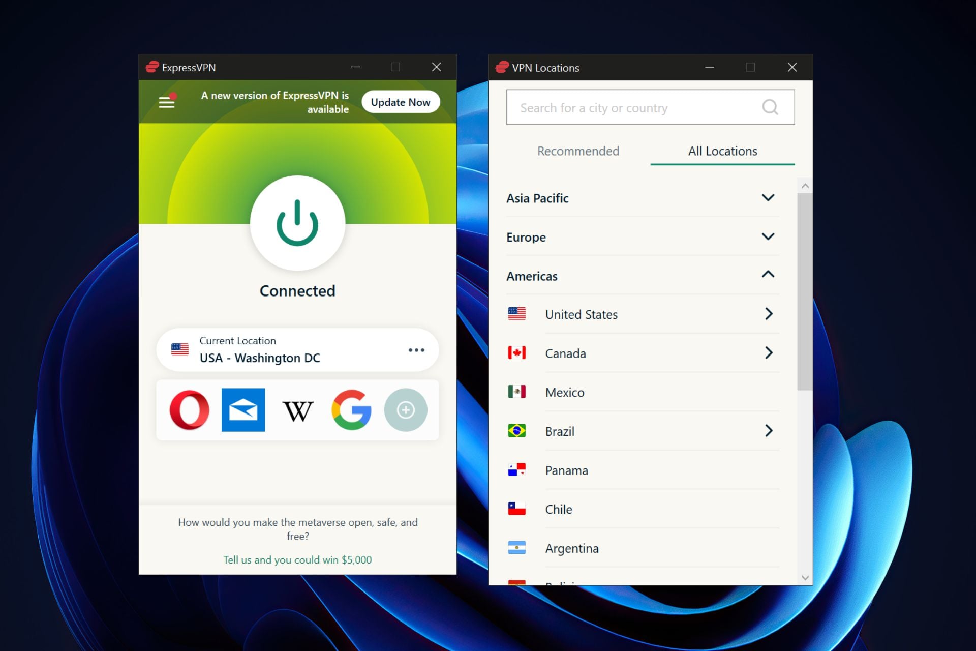expressvpn connected to washington dc