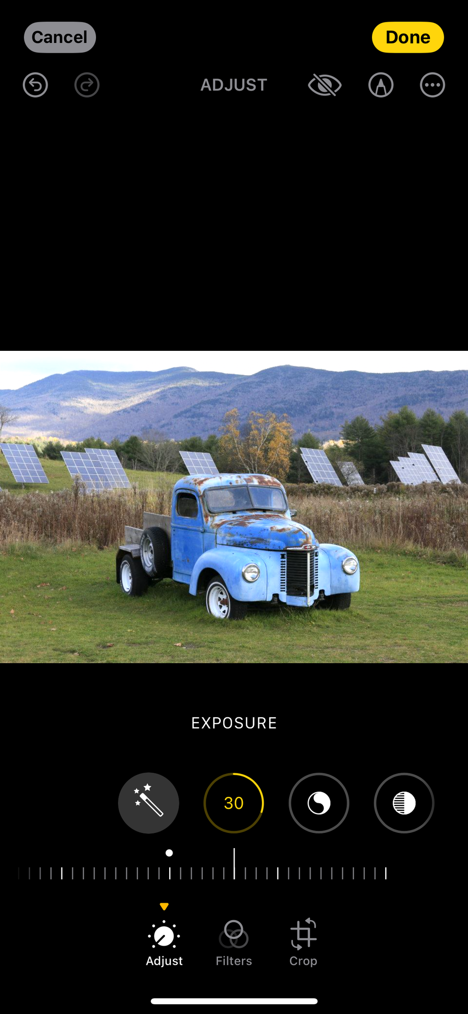 Используйте ползунок, чтобы отрегулировать экспозицию.