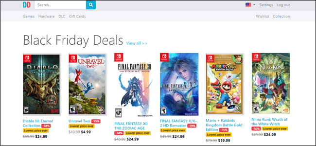 Интерфейс сайта DekuDeals для отслеживания скидок