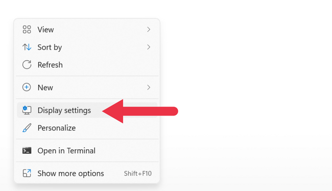 Ярлык настроек дисплея в Windows
