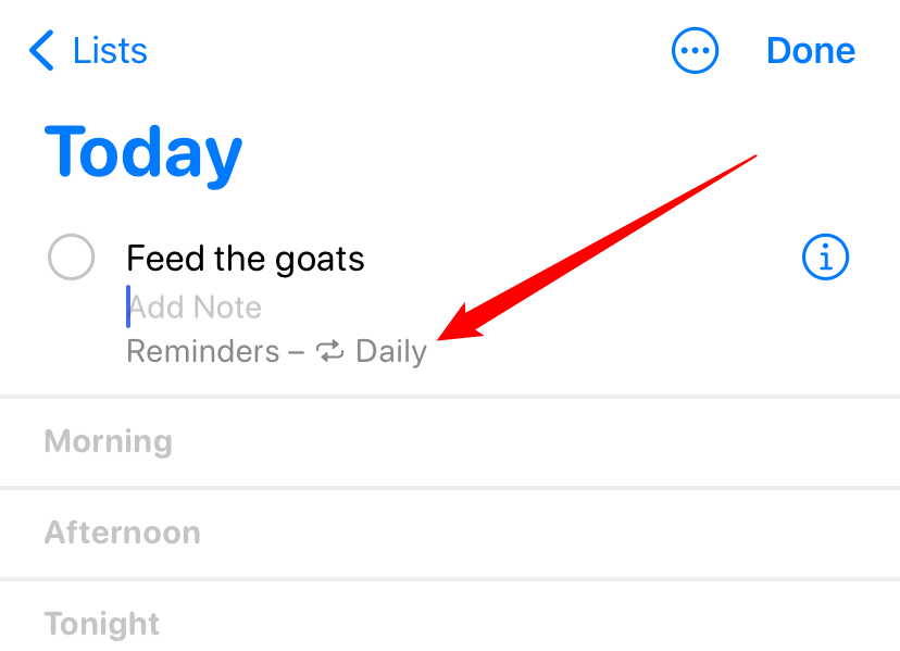 Напоминание настроено на ежедневное срабатывание. 
