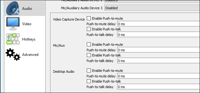 Настройки Push-to-Talk в OBS